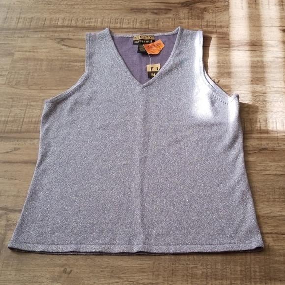 Silver Shimmer Glam Embellish Sparkle Tank/Vest - Picture 1 of 4